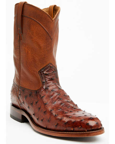 Cody James Black 1978® Men's Carmen Exotic Full-Quill Ostrich Roper Boots - Medium Toe , Cognac, hi-res