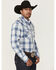 Image #2 - Wrangler Retro Men's Plaid Print Long Sleeve Snap Western Shirt - Tall, Blue, hi-res