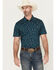 Image #1 - Rock & Roll Denim Men's Cowboy Print Short Sleeve Snap Stretch Western Shirt, Teal, hi-res