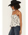 Image #2 - Wild Moss Women's Floral Print Smocked Tank, Ivory, hi-res