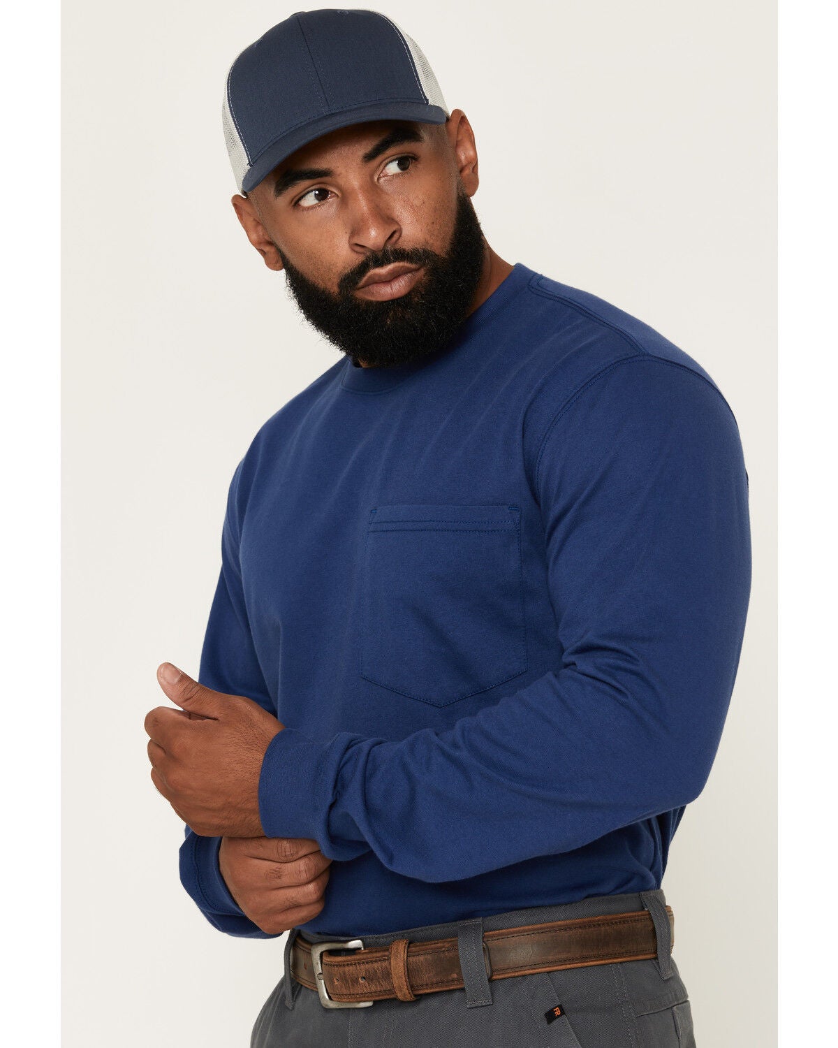 Image #2 - Cody James Men's FR Solid Skull Flag Long Sleeve Work T-Shirt, Navy, hi-res