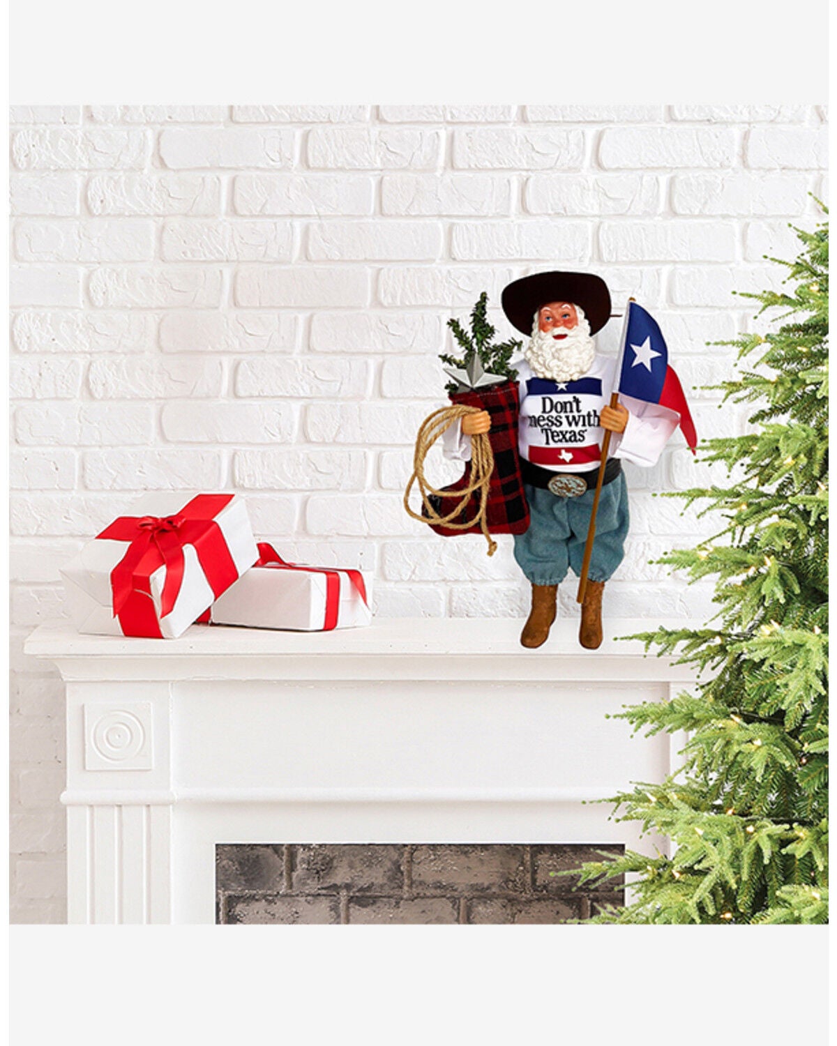 Image #4 - Santa's Workshop 12" Don't Mess With Texas Claus Figurine, Red, hi-res
