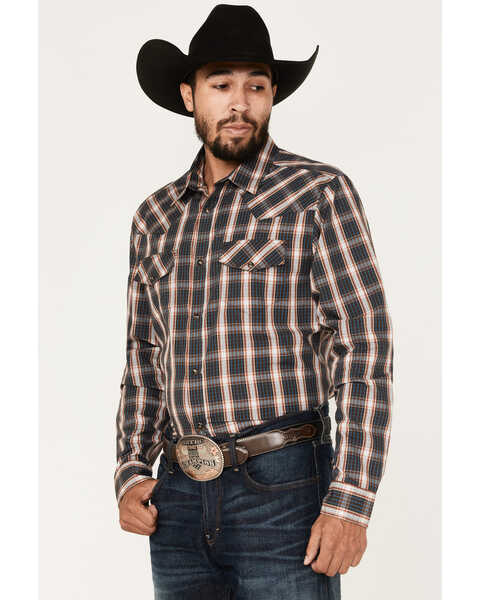 Image #2 - Gibson Men's Mineshaft Plaid Snap Western Shirt , Brown, hi-res