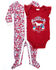 Shyanne Infant Girls'  Red Rodeo Princess Print Onesie Sleepwear Set , , hi-res