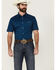 Image #1 - RANK 45® Men's Ribbon Medallion Print Short Sleeve Button-Down Stretch Western Shirt, Blue, hi-res