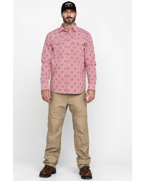 Image #6 - Cody James Men's FR Geo Print Long Sleeve Work Shirt - Tall, Red, hi-res