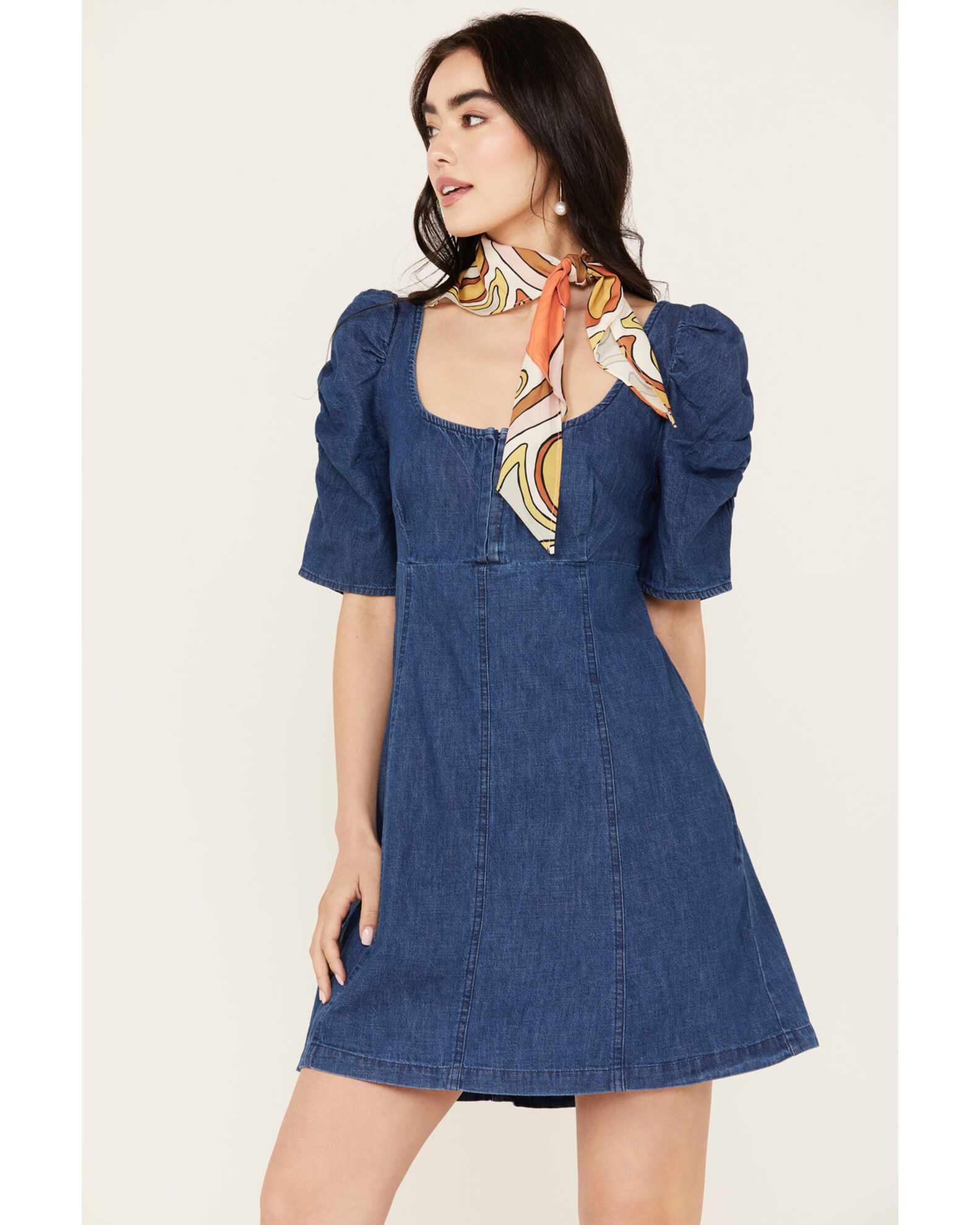 Free People Women s Cheyenne Denim Mini Dress