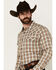Image #1 - Cody James Men's Last Hurdle Plaid Print Long Sleeve Button-Down Stretch Western Shirt, Ivory, hi-res