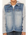 Image #3 - Urban Republic Boys' Medium Wash Denim Vest Layered Hooded Zip Sweatshirt, , hi-res