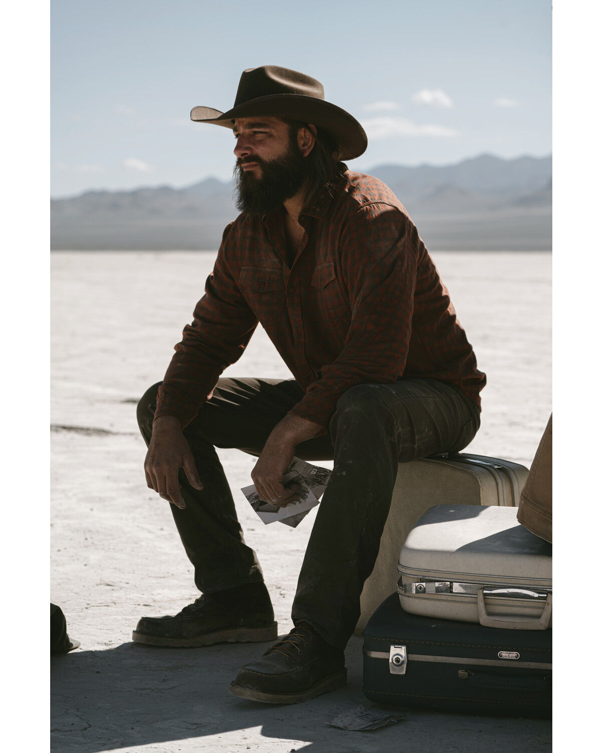Image #1 - Brothers and Sons Men's Tencel Plaid Long Sleeve Button Down Western Flannel Shirt, Dark Orange, hi-res