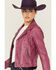 Image #2 - Mauritius Leather Women's Christy Star Zip-Front Moto Leather Jacket, Pink, hi-res