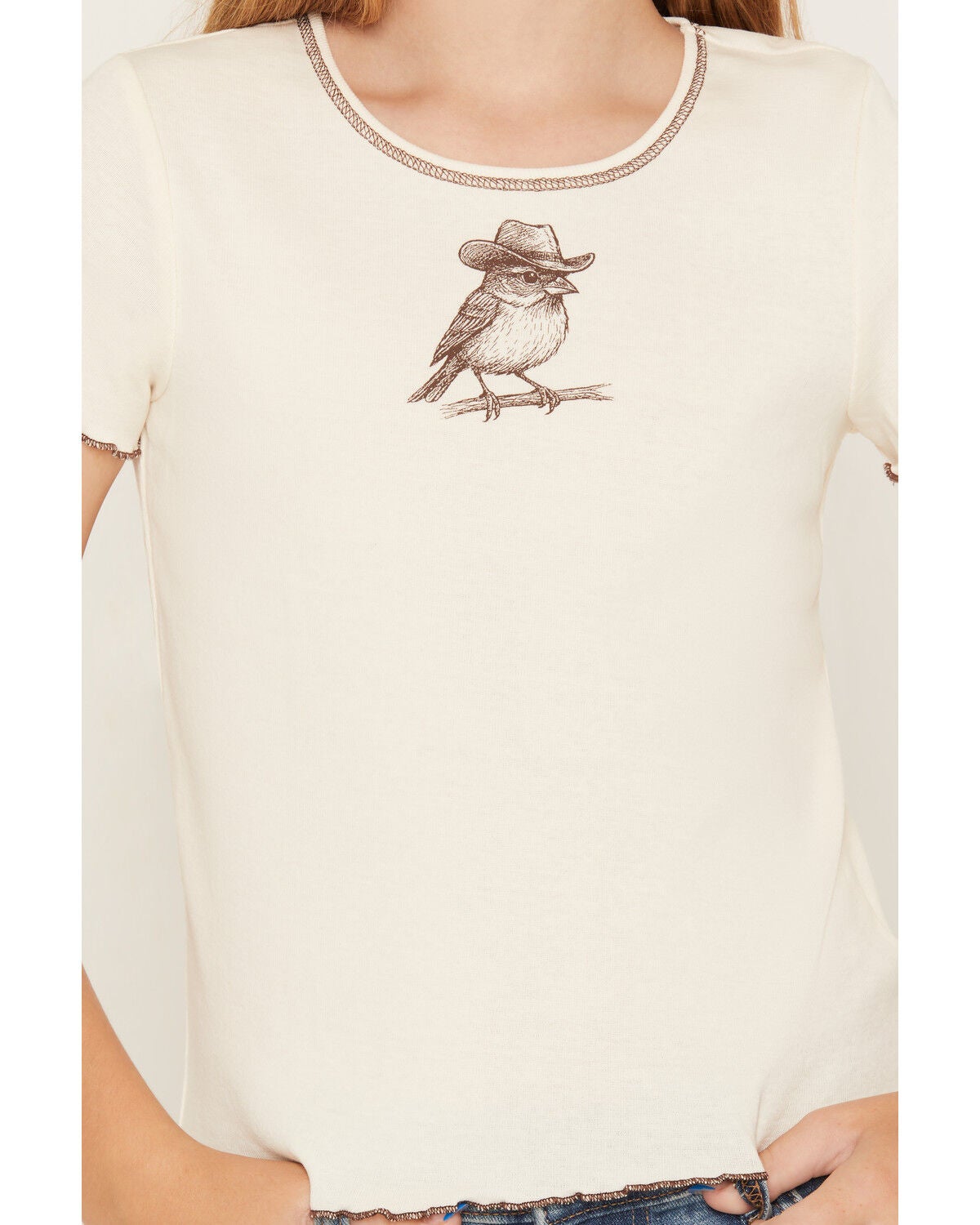 Image #3 - Self Esteem Girls' Cowboy Bird Short Sleeve Graphic Tee, Off White, hi-res