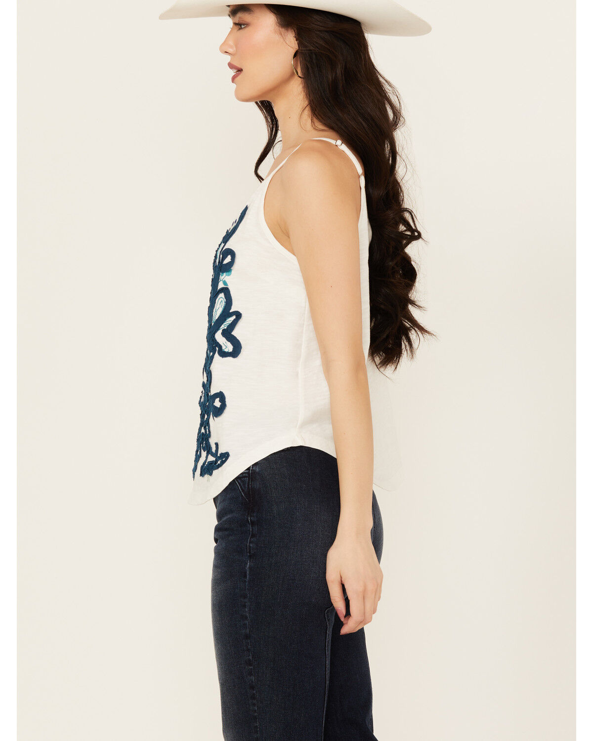 Image #2 - Shyanne Women's Floral Embroidered Tank, White, hi-res