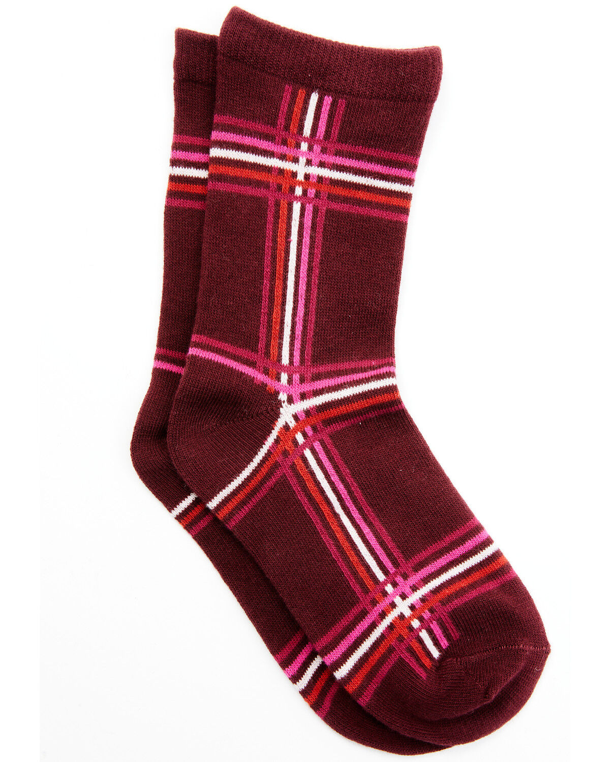 Image #1 - Shyanne Girls' Plaid Print Crew Socks, Multi, hi-res