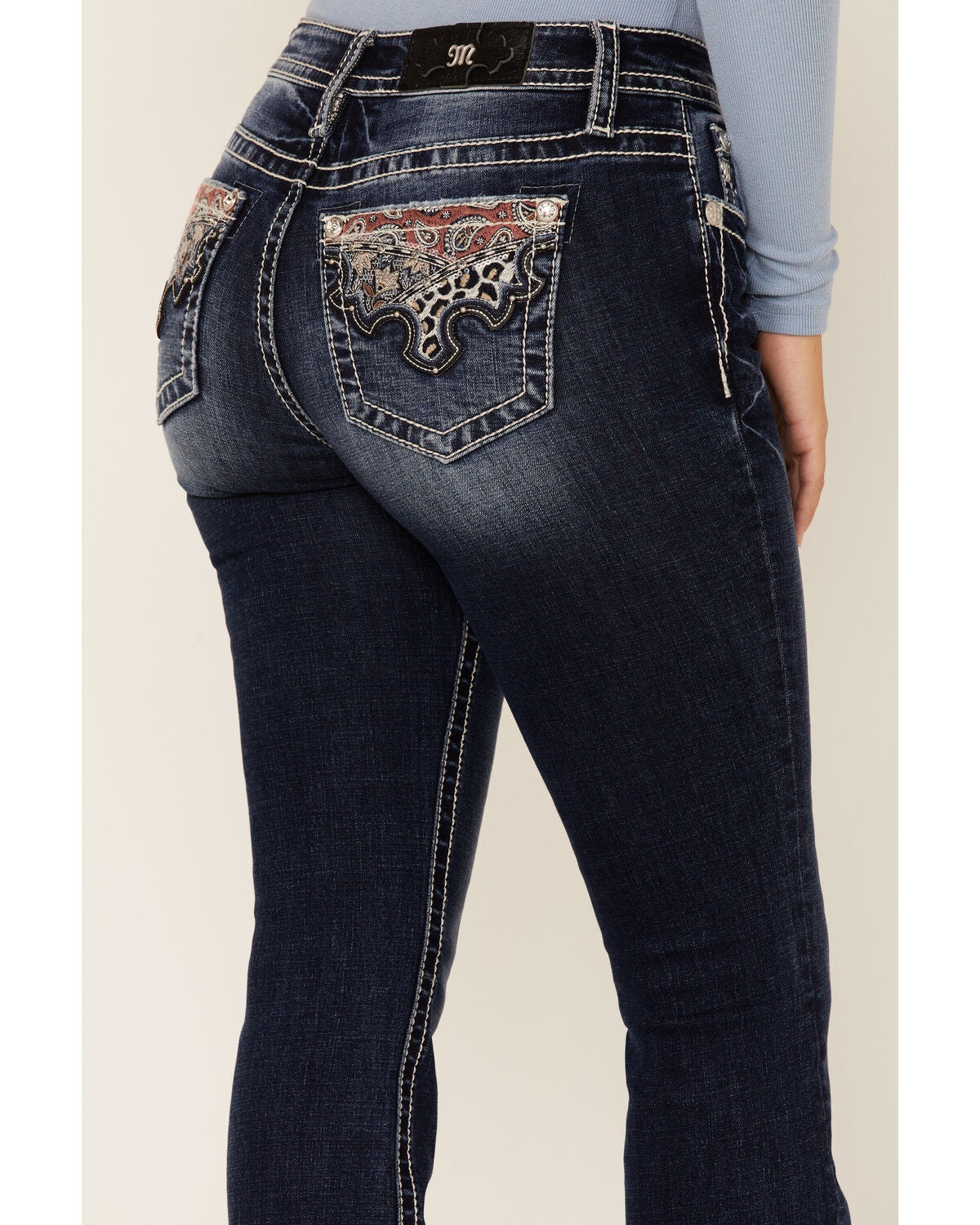 Leopard Print Bootcut Jeans 