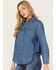 Image #2 - Levi's Women's Dark Medium Wash Sawyer Western Denim Studded Shirt, Dark Wash, hi-res