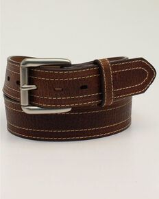 Ariat Men's Double Stitched Western Belt, Brown, hi-res