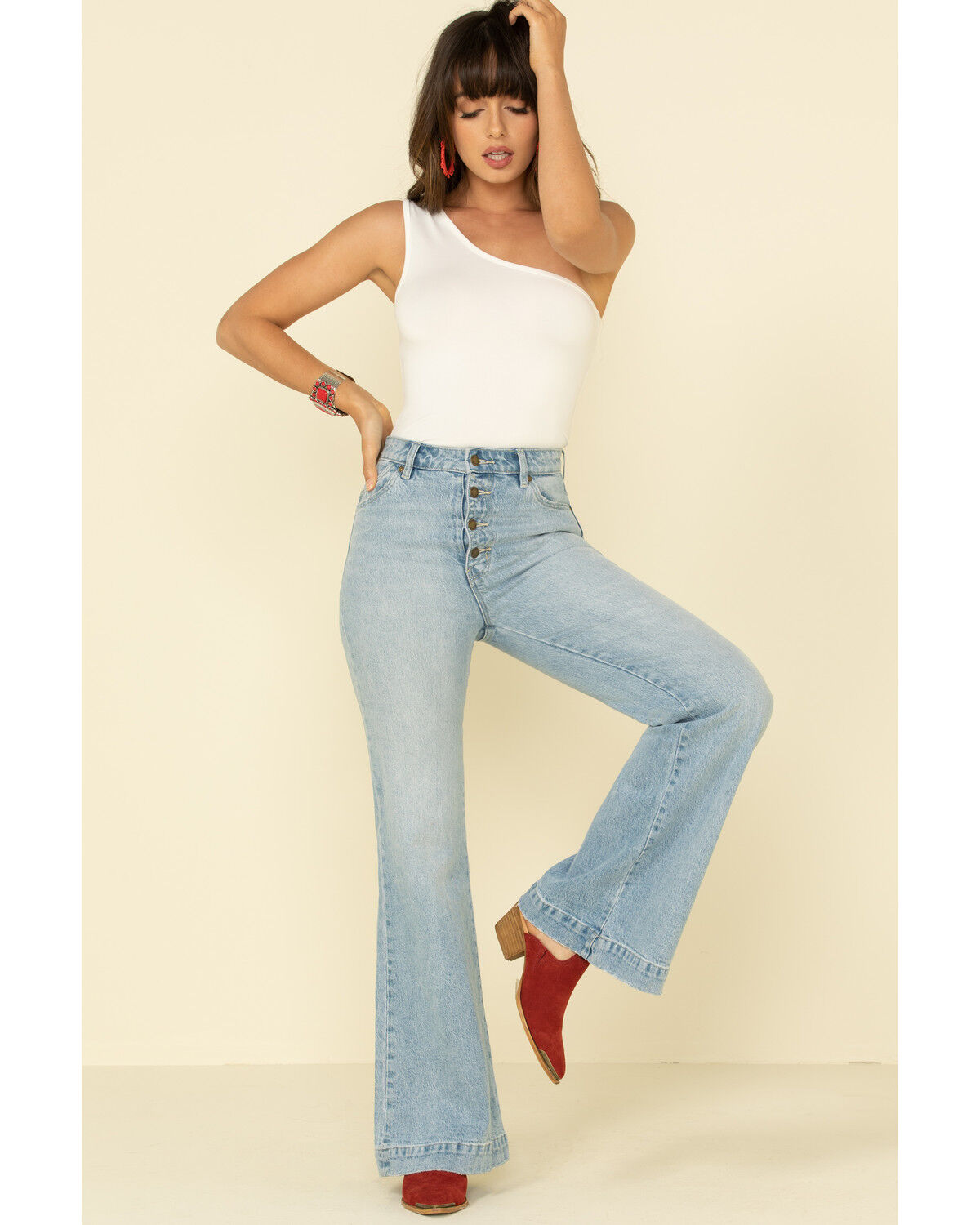 flare light wash jeans
