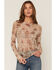 Image #1 - Shyanne Women's Oakvalley Western Print Long Sleeve Mesh Top, Beige, hi-res