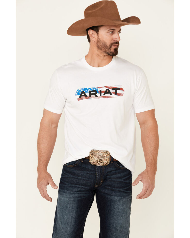Ariat Men's White Flag Tone Graphic Short Sleeve T-Shirt , White, hi-res