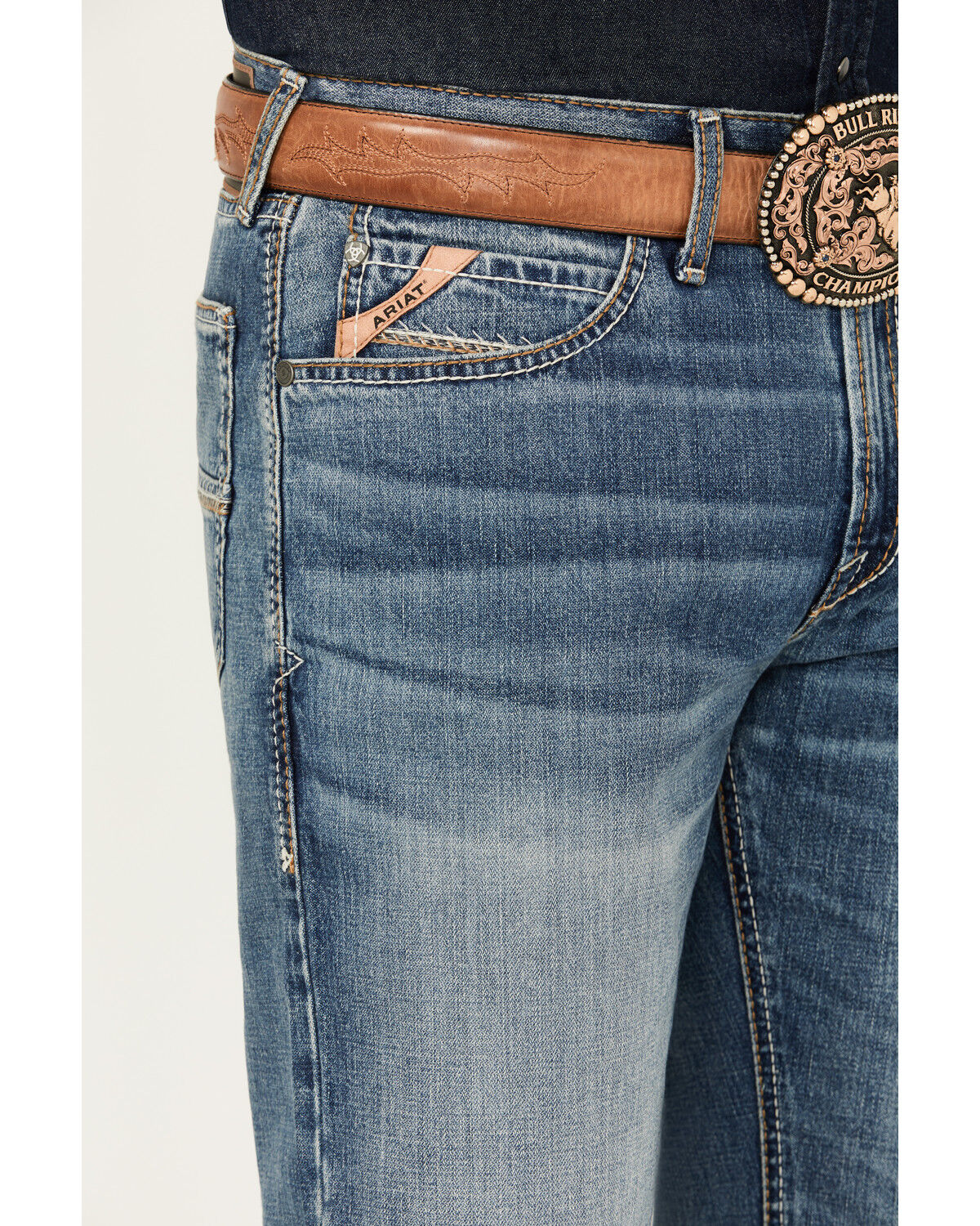 Image #2 - Ariat Men's M4 Soquel Sebastian Medium Wash Relaxed Bootcut Rigid Jeans, Medium Wash, hi-res