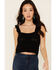 By Together Women's Black Jacquard Sweater-Knit Cropped Tank Top , Black, hi-res
