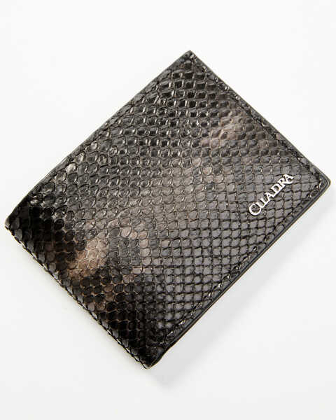 Cuadra Men's Exotic Python Bi-Fold Wallet , Black, hi-res
