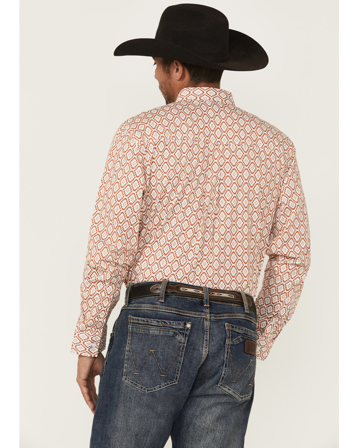 Image #4 - RANK 45® Men's Desert Walk Southwestern Print Long Sleeve Button-Down Stretch Western Shirt, Caramel, hi-res
