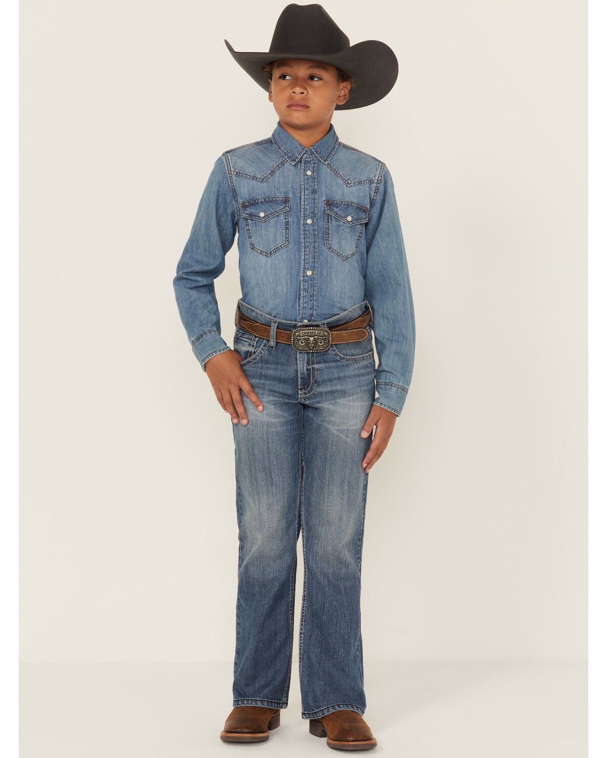 Image #1 - Cody James Boys' Newman Medium Wash Relaxed Bootcut Comfort Stretch Denim Jeans, Medium Wash, hi-res