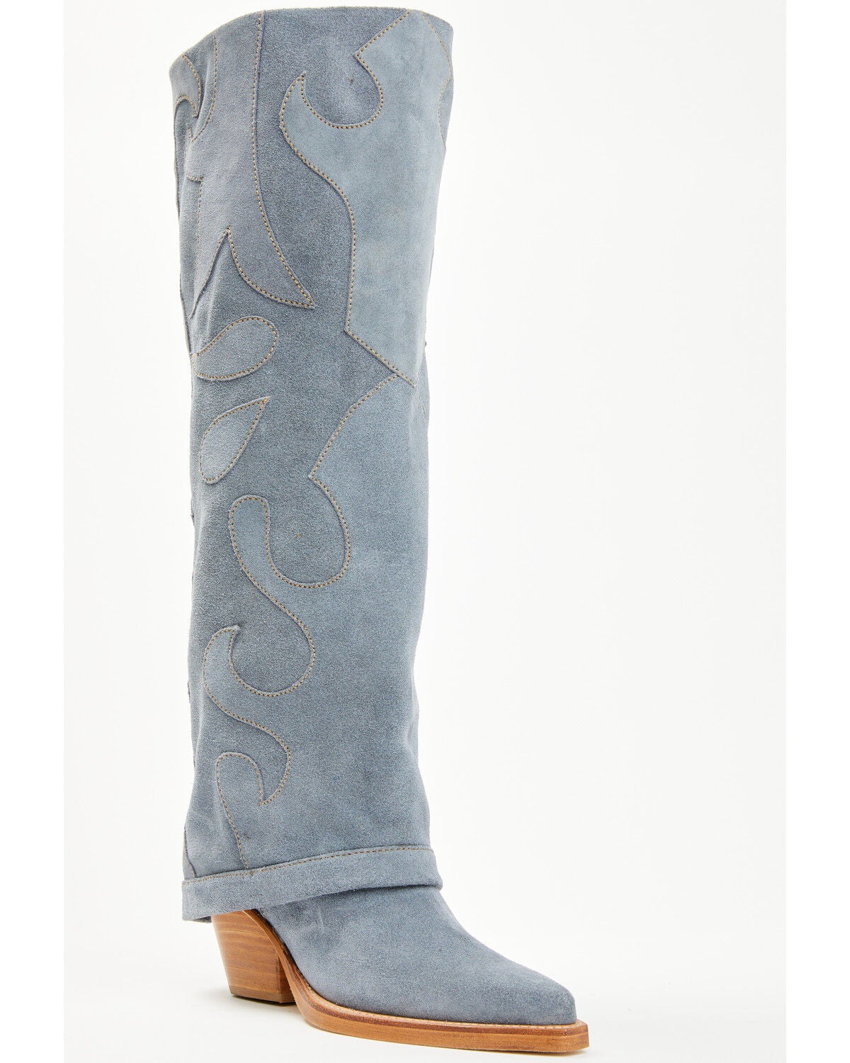 Wonderwest Women's Zendaya Tall Suede Western Boots - Snip Toe, Blue, hi-res