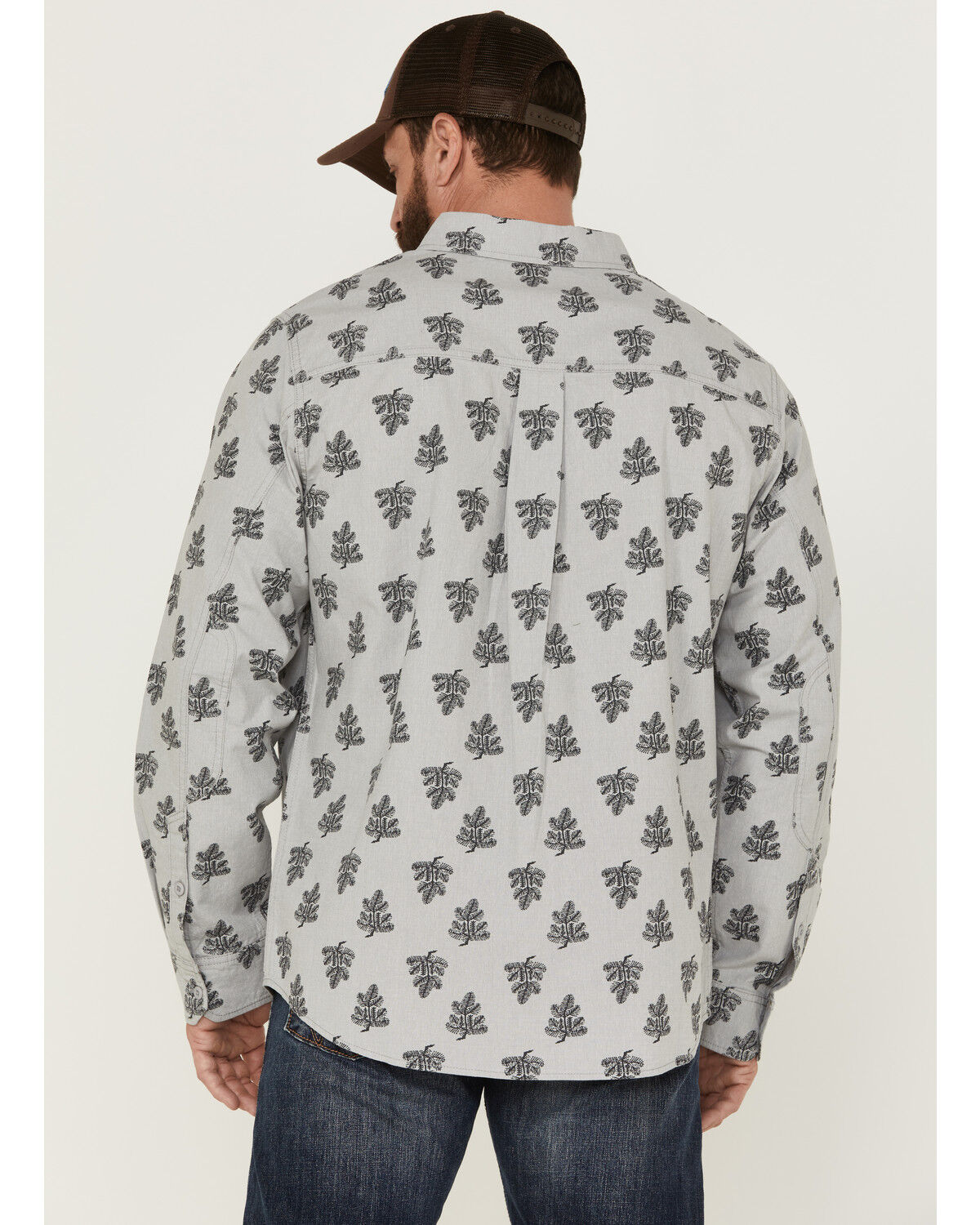 Image #4 - Brothers and Sons Men's All-Over Floral Print Long Sleeve Button Down Western Shirt, Light Grey, hi-res