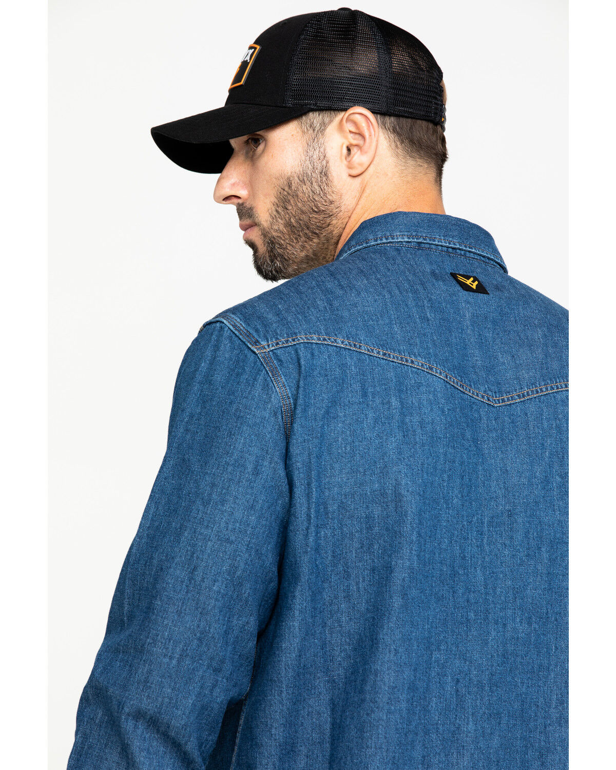Image #5 - Hawx Men's Stonewashed Denim Snap Western Long Sleeve Work Shirt - Tall, Blue, hi-res