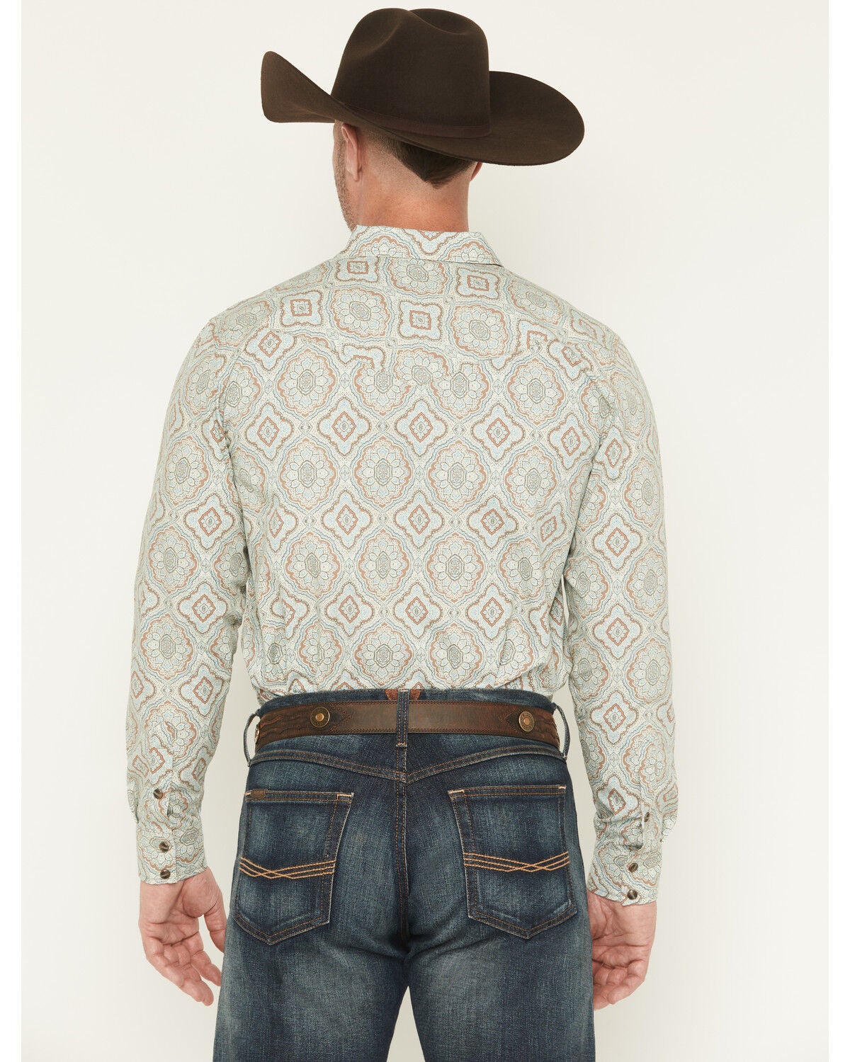 Image #4 - Gibson Trading Co Men's Garfunkle Medallion Print Long Sleeve Snap Stretch Western Shirt - Tall, Mint, hi-res
