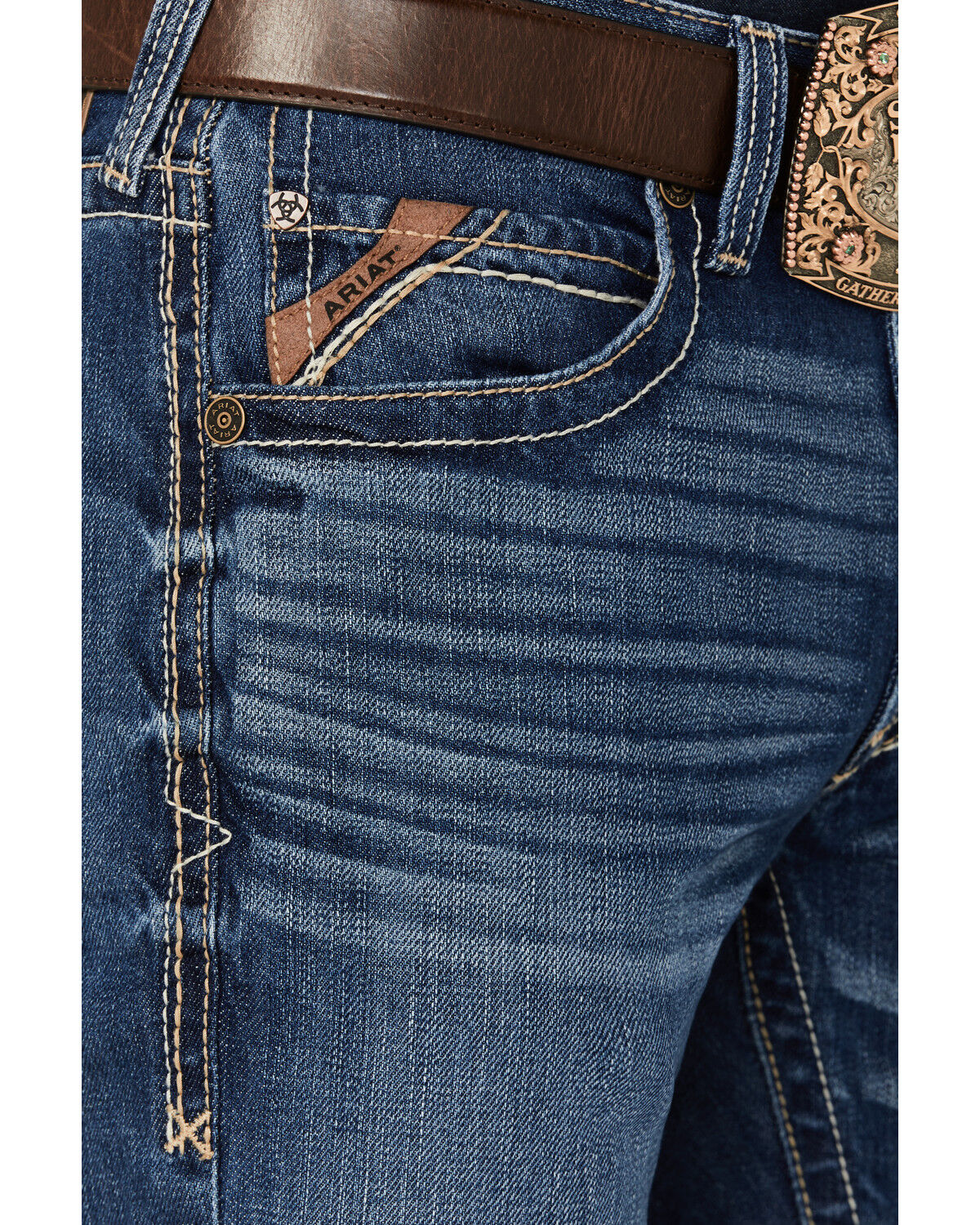 Image #2 - Ariat Men's M5 Medium Wash Pismo Bucklin Straight Denim Jeans, Medium Wash, hi-res