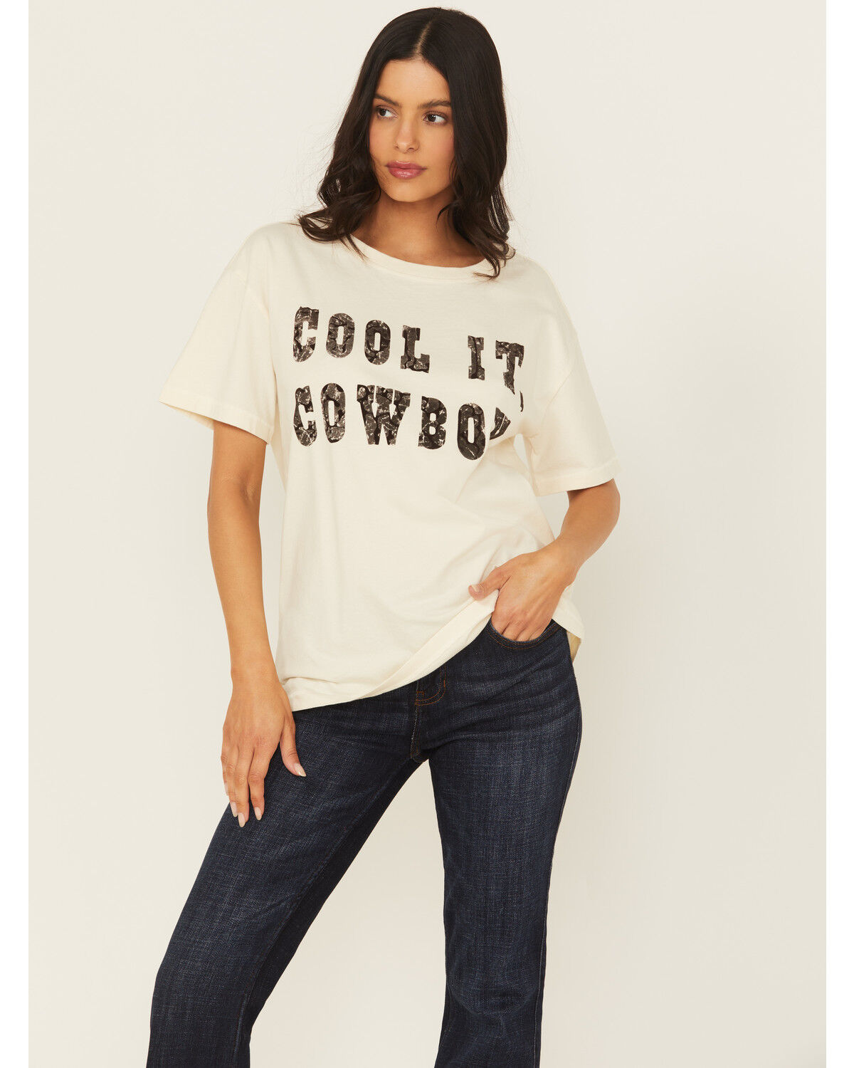 Image #1 - Shyanne Women's Cool It Cowboy Short Sleeve Graphic Tee, Cream, hi-res