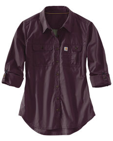 Carhartt Women's Force Ridgefield Shirt , Wine, hi-res