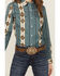 Image #3 - Wrangler Retro Women's Geo Print Long Sleeve Snap Western Shirt, Teal, hi-res