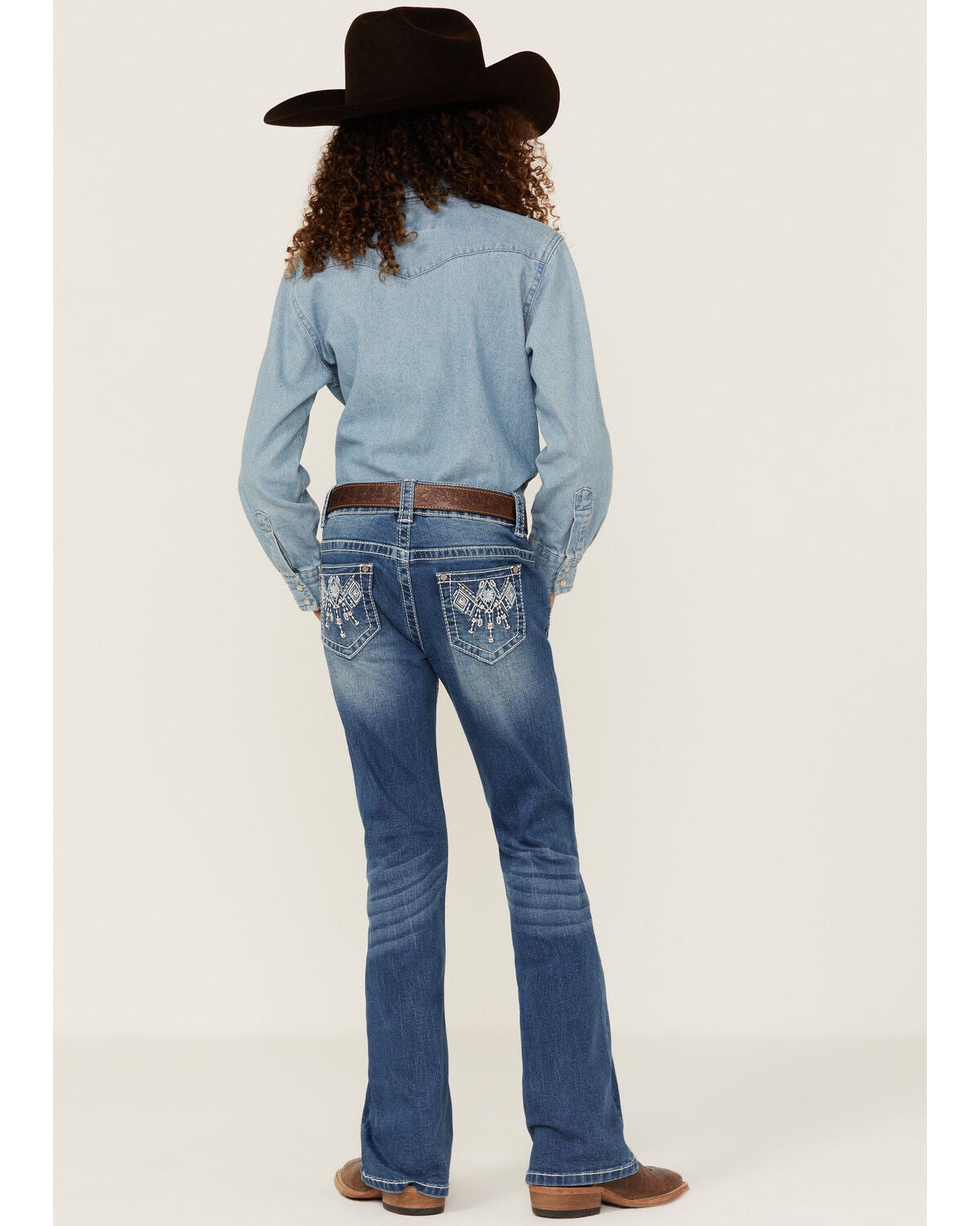 Shyanne Girls' Diamond Embroidered Pocket Bootcut Jeans