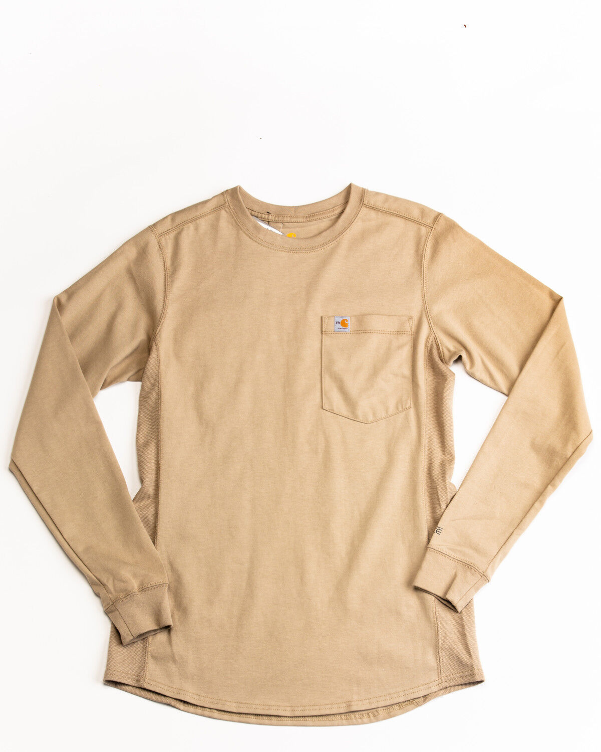 Image #2 - Carhartt Women's Force Crewneck Long Sleeve Shirt, Beige/khaki, hi-res