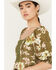 Image #2 - Band of the Free Women's Crochet Floral Print Top, Sage, hi-res