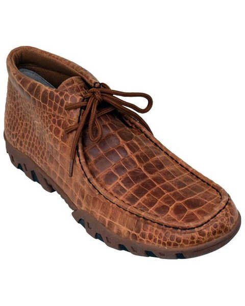 Ferrini Men's Honey Genuine Crocodile Print Shoes - Moc Toe, Honey, hi-res