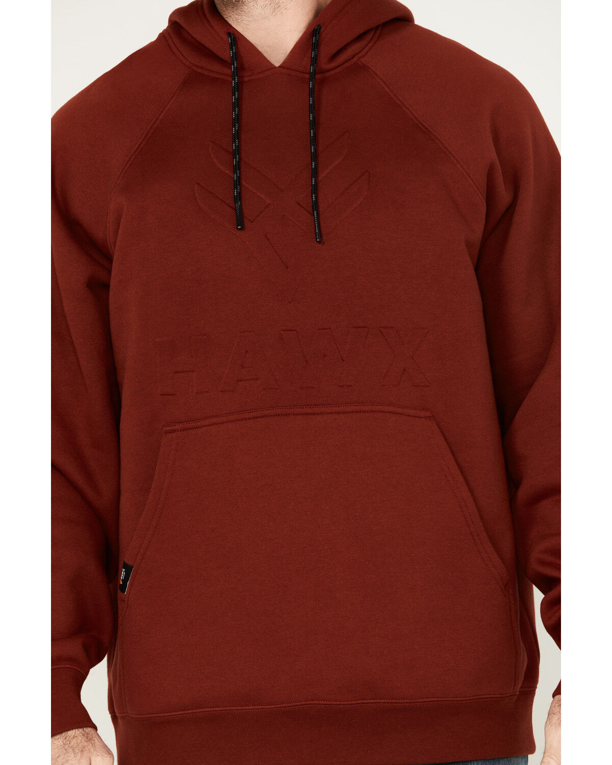 Image #3 - Hawx Men's Embossed Hooded Sweatshirt, Dark Red, hi-res