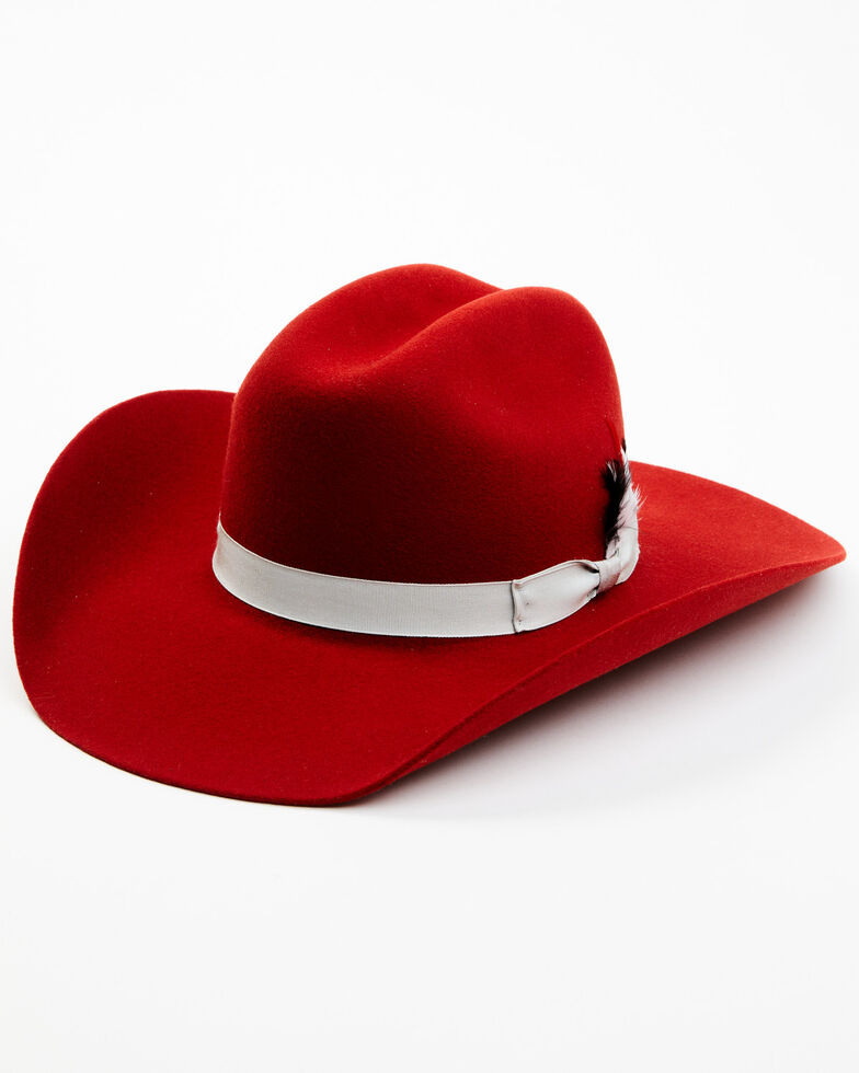 Serratelli San Fran Feather Ribbon Wool Felt Western Hat, Red, hi-res