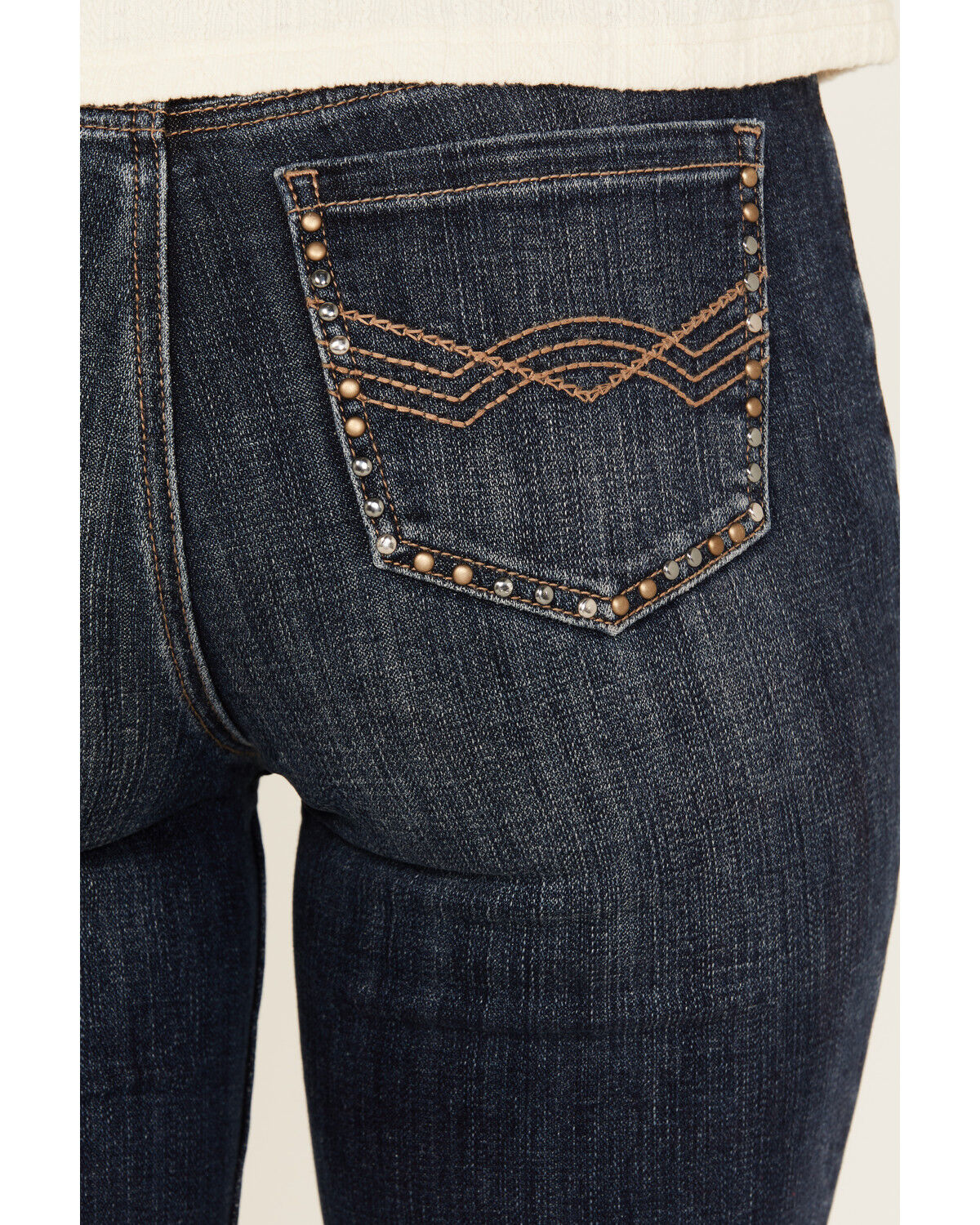 Image #4 - Idyllwind Women's Hadley Dark Wash High Rise Embellished Flare Stretch Denim Jeans, Dark Wash, hi-res