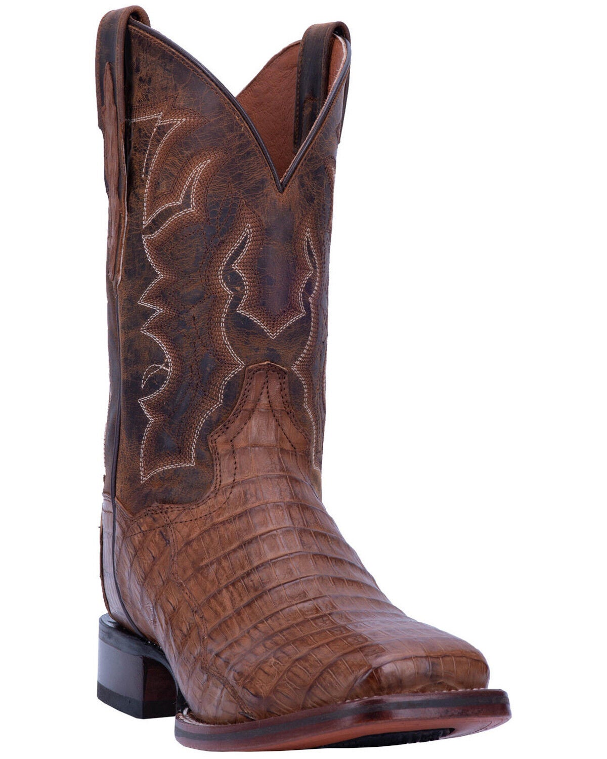 Dan Post Men's Kingsly Caiman Western Boots - Broad Square Toe, Chocolate, hi-res