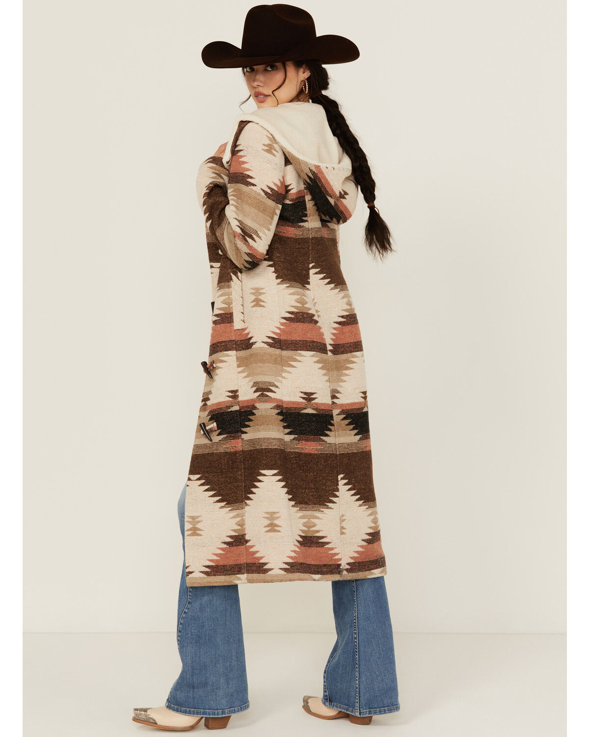 Image #4 - Powder River Outfitters Women's Southwestern Print Duster Coat, Brown, hi-res