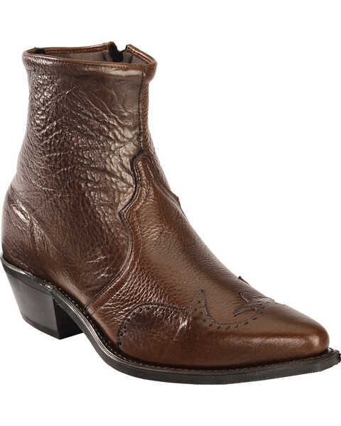Abilene Western Wingtip Zipper Boots - Snip Toe, Chocolate, hi-res