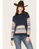 Image #1 - RANK 45® Women's Stripe Contrast Hooded Pullover, Navy, hi-res