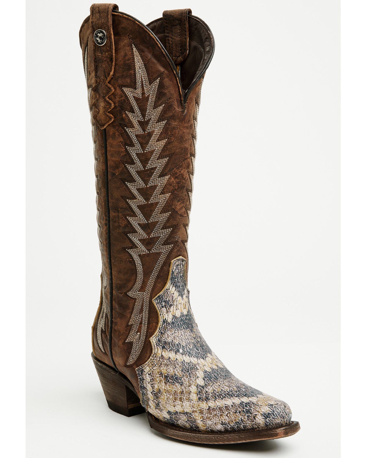 Image #1 - Tanner Mark Women's Snake Print Tall Western Boots - Snip Toe, , hi-res