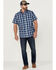 Image #2 - Brothers and Sons Men's Performance Plaid Short Sleeve Button Down Western Shirt , Blue, hi-res
